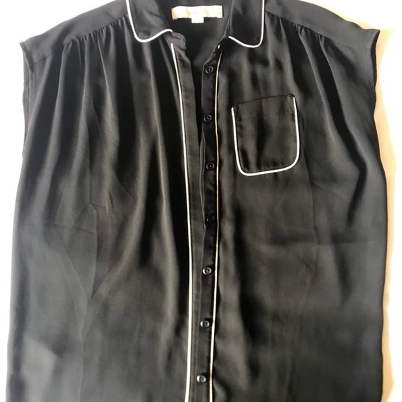 LOFT: Sleeveless Blouse with white trim - Picture 2 of 3